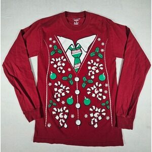 Champion Washington State Cougars Mens Small Red Ugly Christmas Sweater T-Shirt